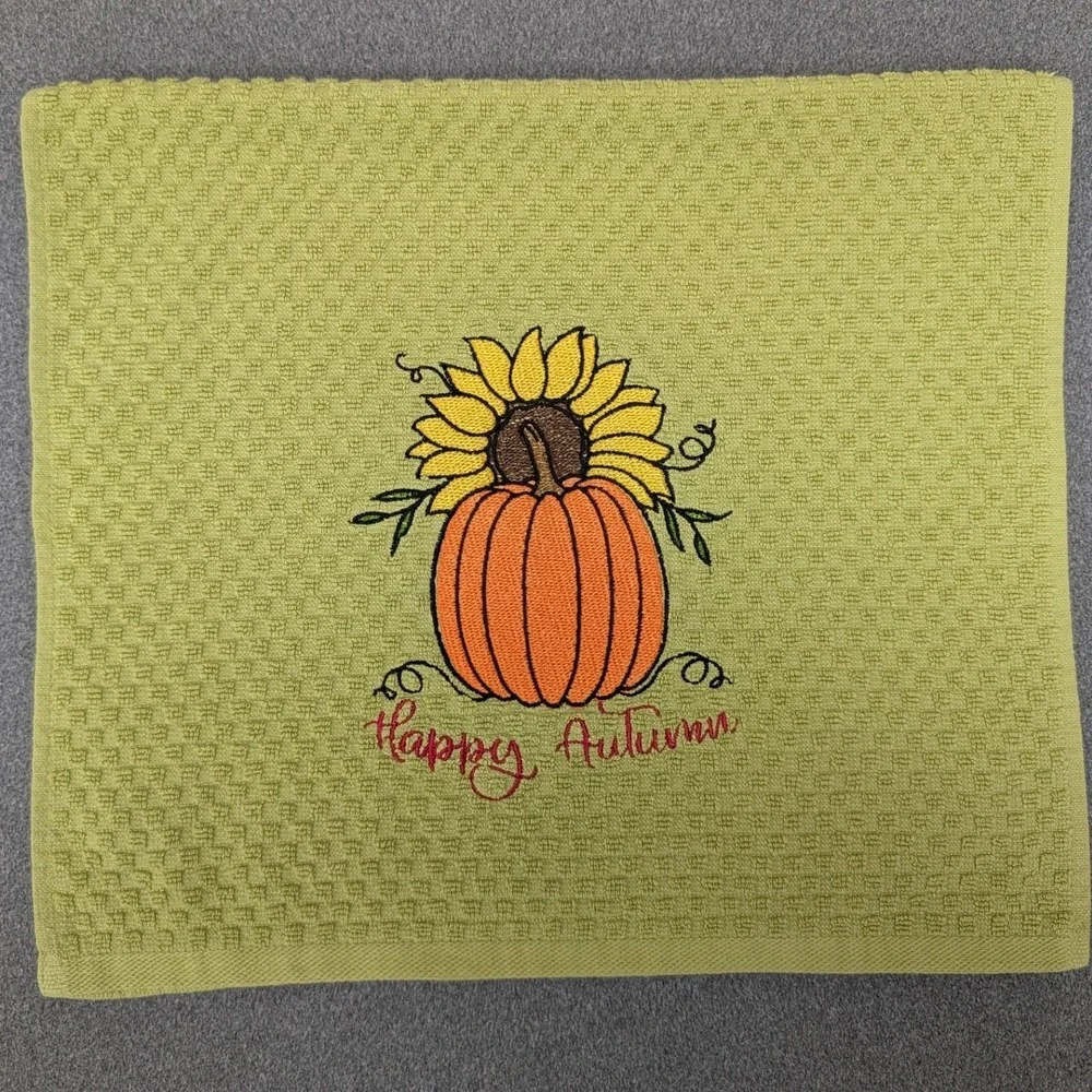 Happy Autumn Halloween Fall Thanksgiving Kitchen Bar Hand Tea Towel Great Gift!
